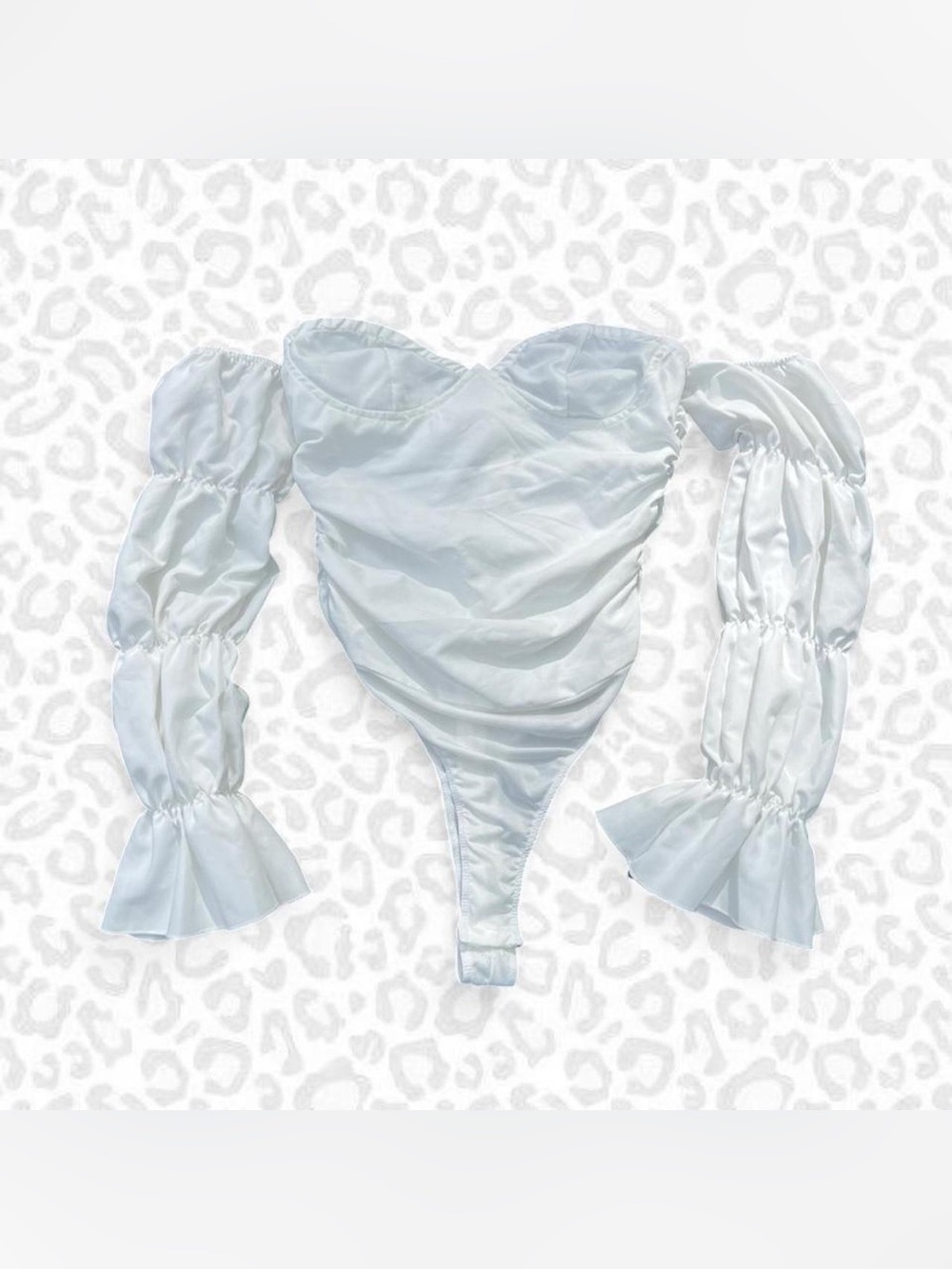 PrettyLittleThing White Puff Sleeve Bodysuit